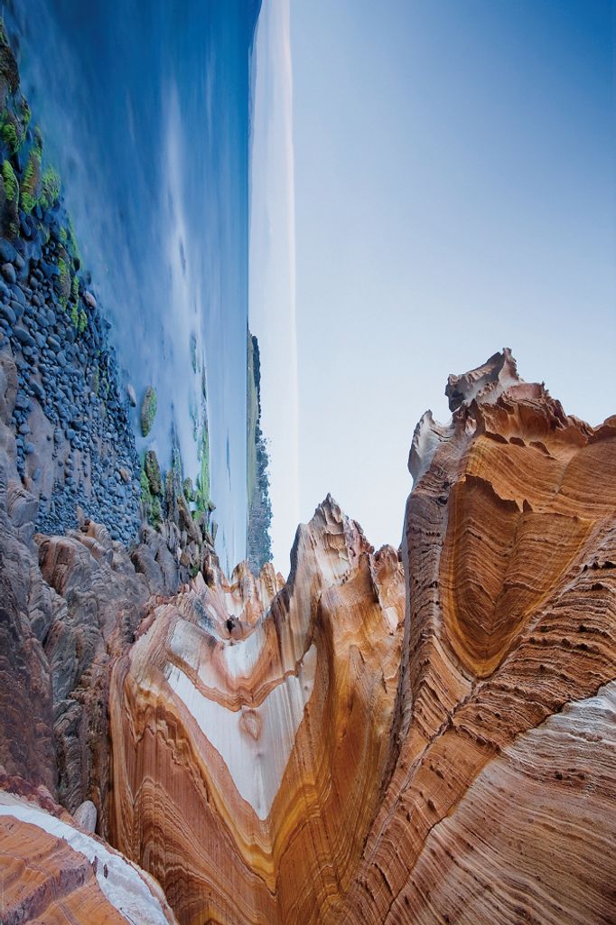 Berge Kunstdruck Bild - Die Painted Cliffs In Tasmanien (120 x 180 cm)
