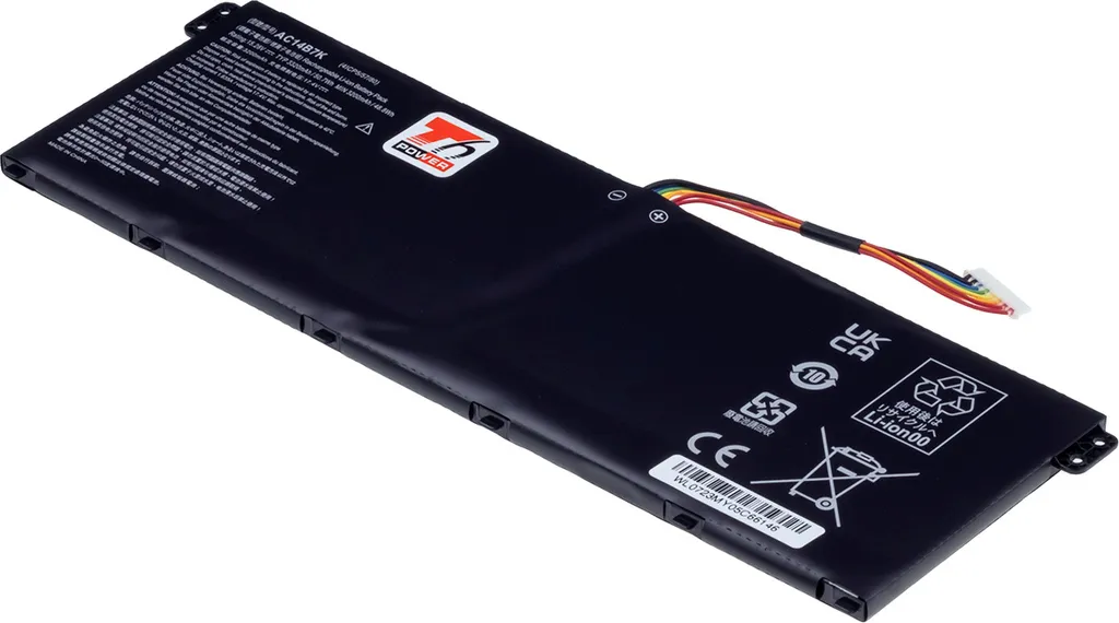 Batteria T6 Power per Acer Spin 5 SP515-51N, Li-Ion, 15,28 V, 3320 mAh (50,7 Wh), nero