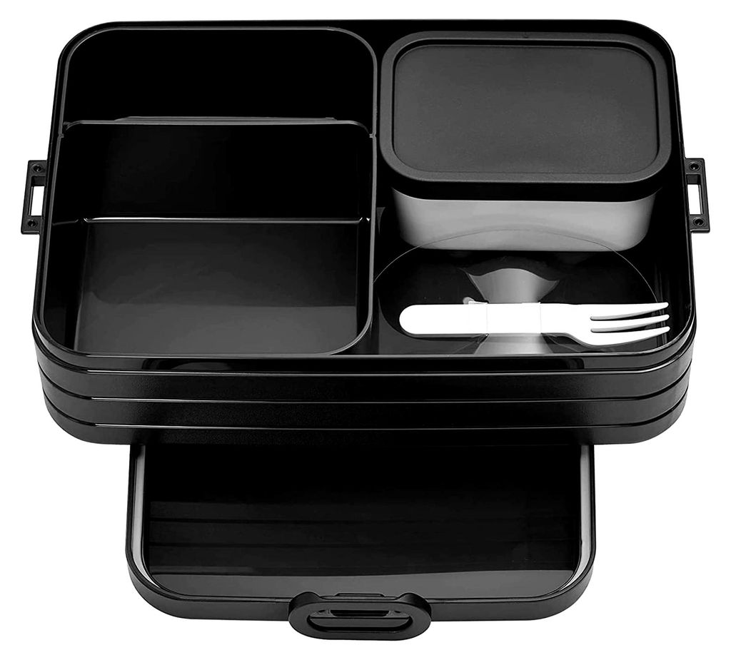 Lunchbox Take A Break groß - Brotdose mit Fächern - Für bis zu 8 Butterbrote - Ideal für Mealprep - 1500 ml - Limitierte Auflage Schwarz