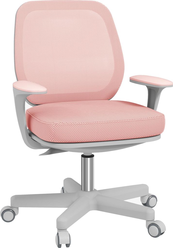 Bürostuhl, Ergonomisch Schreibtischstuhl mit Drehfunktion, Höhenverstellbar 55 x 48 x 82,5-94,5 cm Rosa