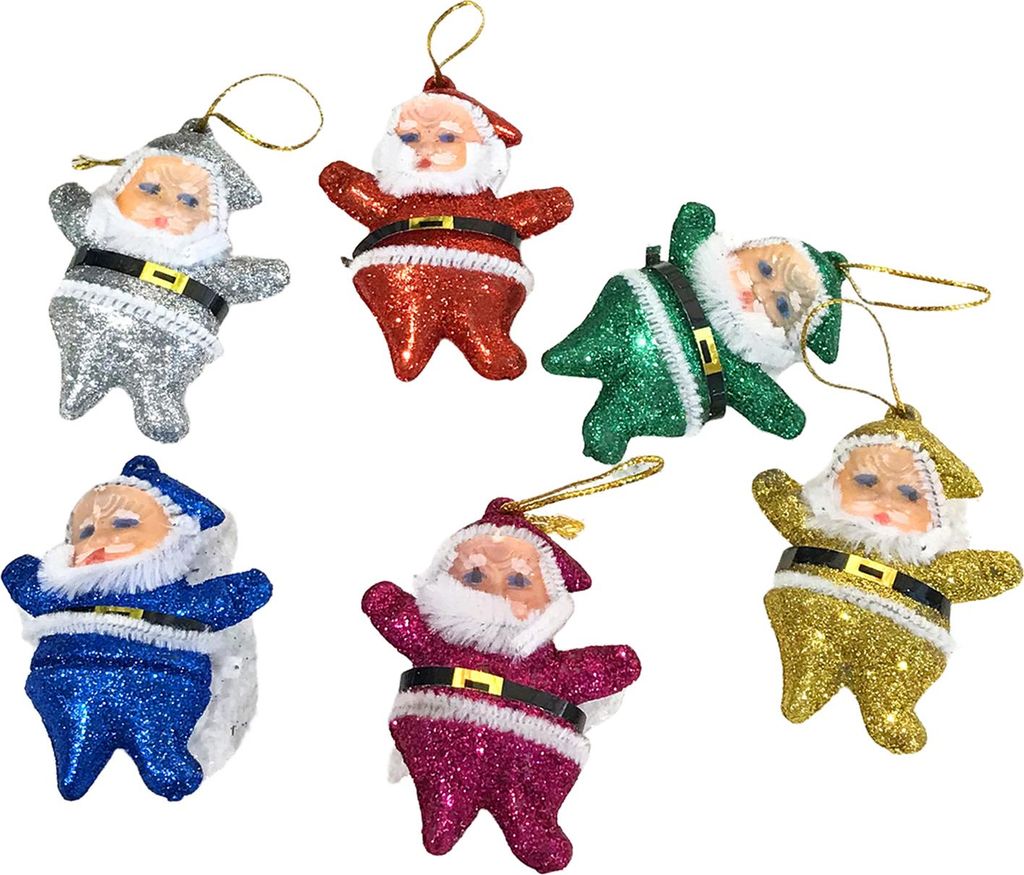 6 Stück Weihnachtsmann-Anhänger aus Stoff für den Weihnachtsbaum, 3D-Weihnachtsmann-Anhänger für die Weihnachtsdekoration