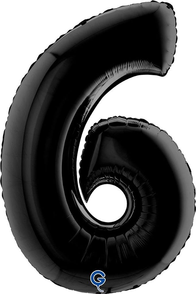 Riesenzahl Folienballon 40"/102cm | Schwarz Zahl: 6