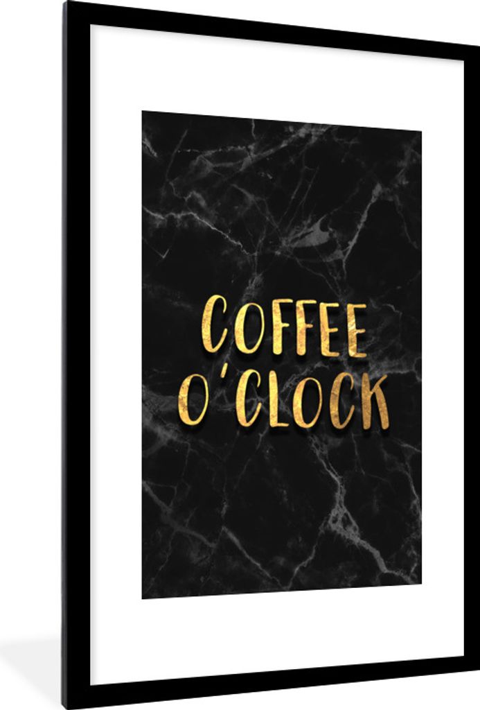 MuchoWow Gerahmtes Poster Zitat - Kaffee - Gold - Marmor 60x90 cm - Poster mit Schwarzem Bilderrahmen Wandposter Rahmen Foto Bilder - Dekoration ...