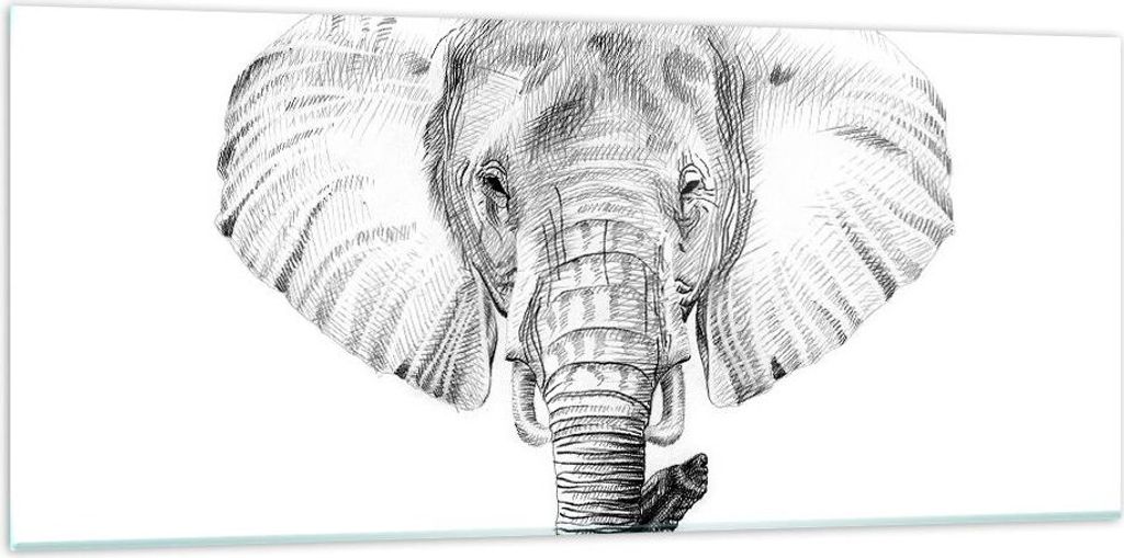 Bilder auf glas - Elefant Afrika Illustration Kinder - 120x50cm - Glasbilder - Wandbilder - Kunstdruck - Wanddekoration aus Glas - Glas Bilder - Wa...