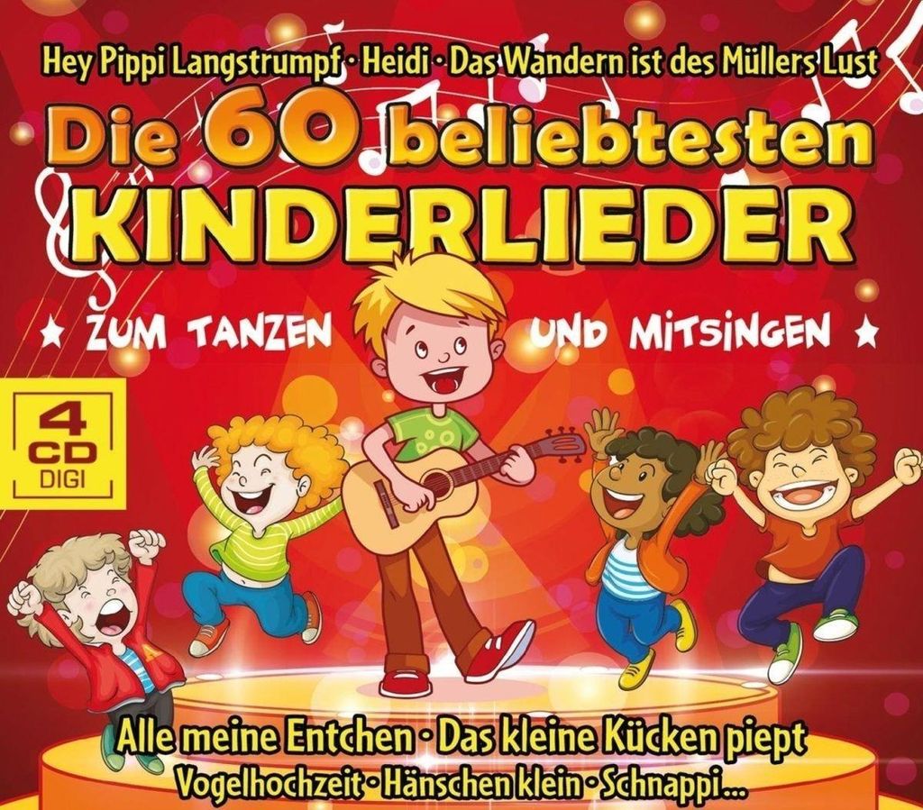 Die 60 beliebtesten Kinderlieder zum Tanzen und Mitsingen 4er CD