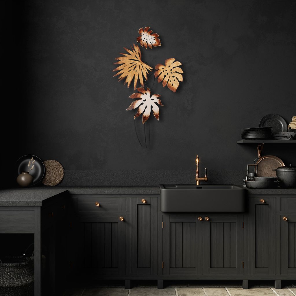 Wallity, Monstera- DYU1162, Bunt, Sonstige Wohndekorationen, 69 x 113 cm, 100% Metall (Dicke: 1