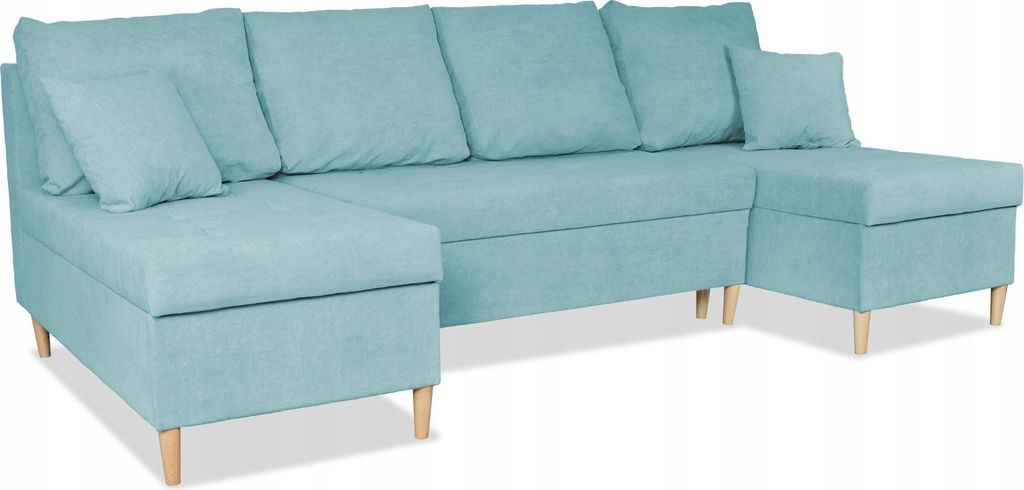 Family Meble Ecksofa Wigo Big Schlafsofa Freistehendes Ausklappbares Loungesofa Bequemes Ecksofa zum Entspannen Für Wohnzimmer Schlafzimmer Türkis