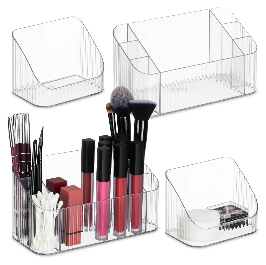Rangement maquillage lot de 2 en plastique transparent pour pinceaux