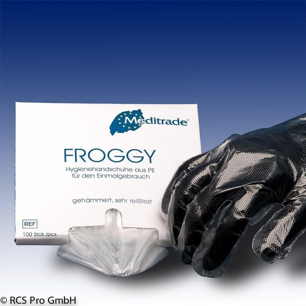 Meditrade Froggy Hygienehandschuhe aus PE - 100 Stück - Produktbild 