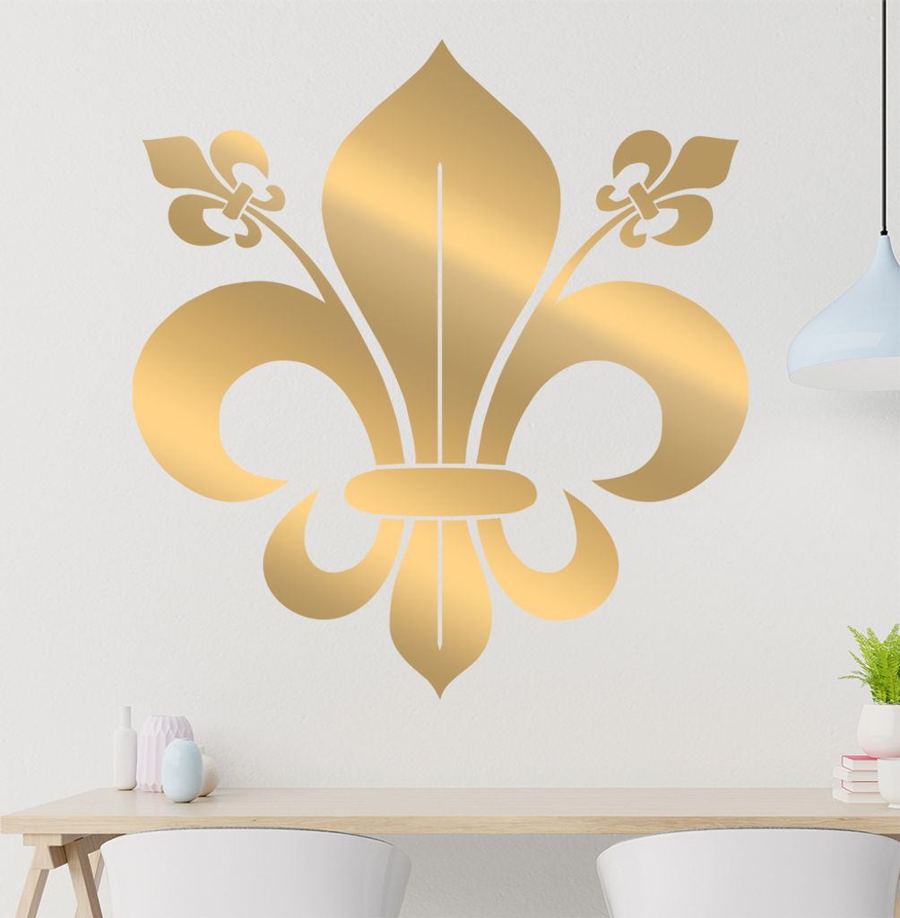 französische Lilie Wandtattoo in 6 Größen - Wandaufkleber Wall Sticker - Dekoration, Küche, Wohnzimmer, Schlafzimmer, Badezimmer