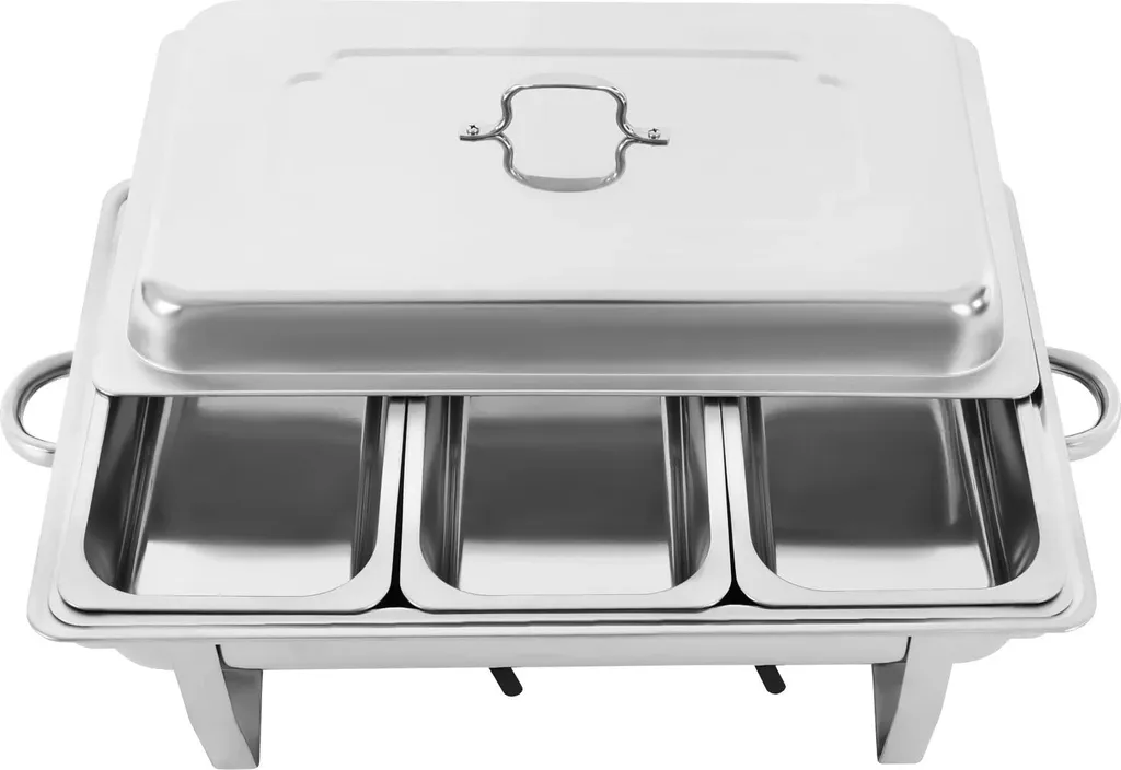 Scaldavivande da Tavolo per Feste - 3 Scomparti Inox - Lavabile