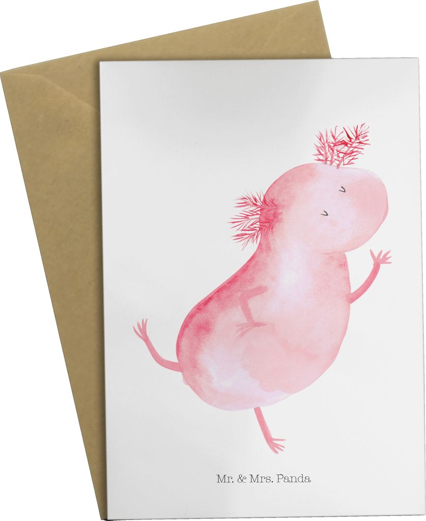 Mr. & Mrs. Panda Glückwunschkarte Axolotl Tanzen - Weiß - Produktbild 