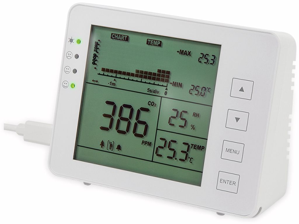 Logilink CO2-Messgerät m. Ampel,Temperatur&Feuchtigkeitanzei