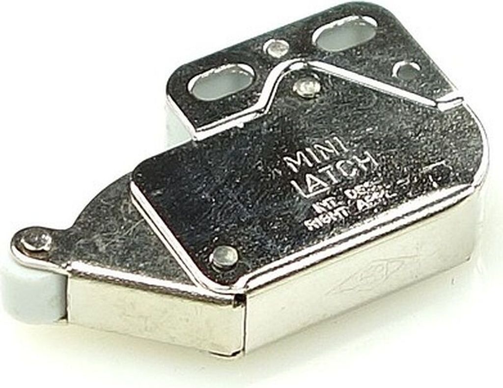 A close-up studio shot of a mini latch mechanism.