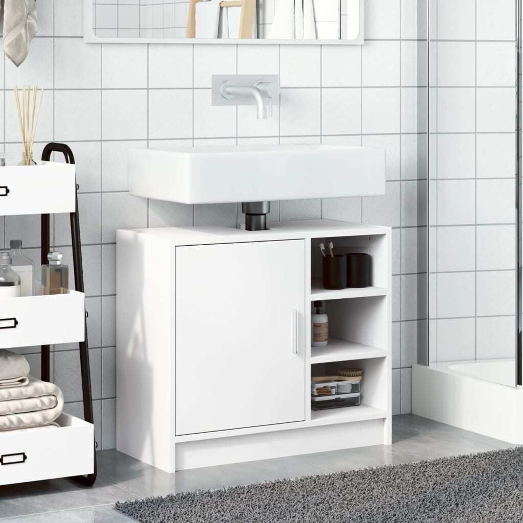 "2026 Aktion" Waschbeckenunterschrank - CLORIS - Badezimmerschrank - schlichte Design - Weiß 63x29x55 cm Holzwerkstoff - NeuMöbel1674926