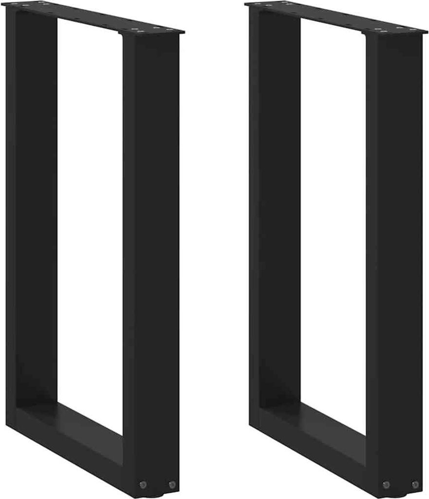 Pieds de table à manger en U 2 pièces Noir 50 x (72-73) cm Image du produit 