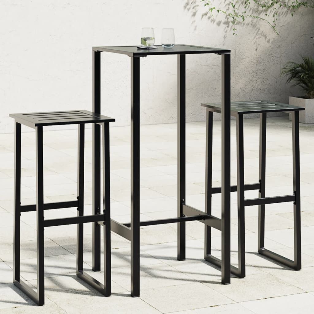 Maison Exclusive - 3-tlg. Gartenbar-Set Schwarz Pulverbeschichteter Stahl