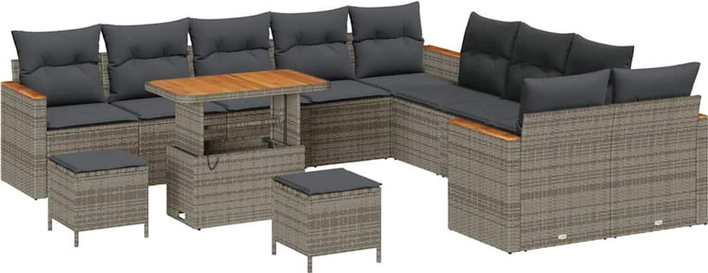 Gartensofa-set 13 pcs Grau Poly-Rattan