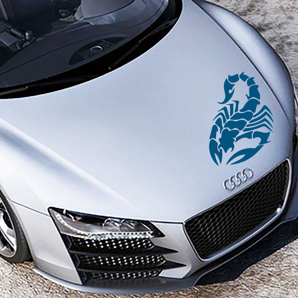 Aufkleber - Autoaufkleber "Skorpion" 90cm x 60cm Signalblau - Tuning Carystyling Heckscheibe Auto