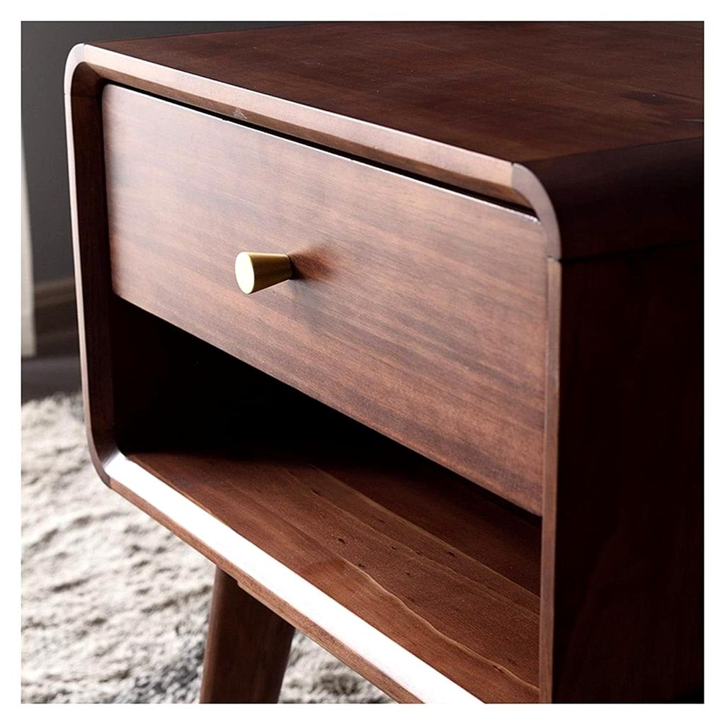 Nachttisch aus massivem Holz im modernen Design mit Stauraum in Walnussfarbe