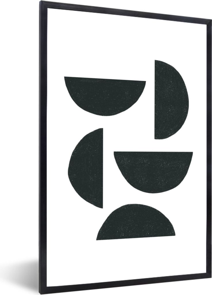 MuchoWow Gerahmtes Poster Geometrische Figuren - Abstrakt - Schwarz 40x60 cm - Poster mit Schwarzem Bilderrahmen Wandposter Rahmen Foto Bilder - ...