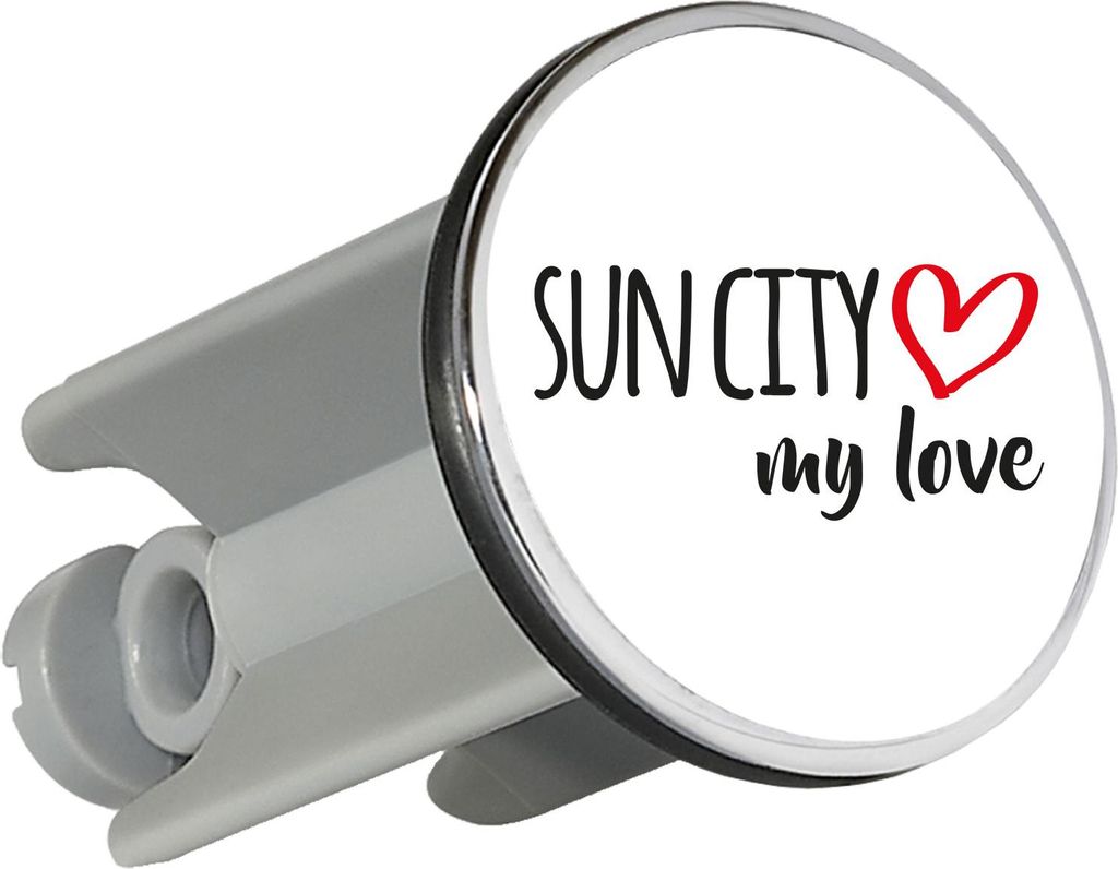 Huuraa Waschbeckenstöpsel Sun City my love 4cm höhenverstellbar Abflussstopfen Geschenkidee