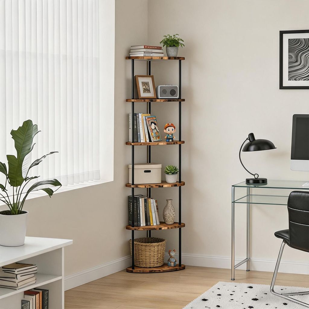 Eckregal stehend mit 6 Ebenen,Bücherregal,Mehrzweckregal Produktbild 