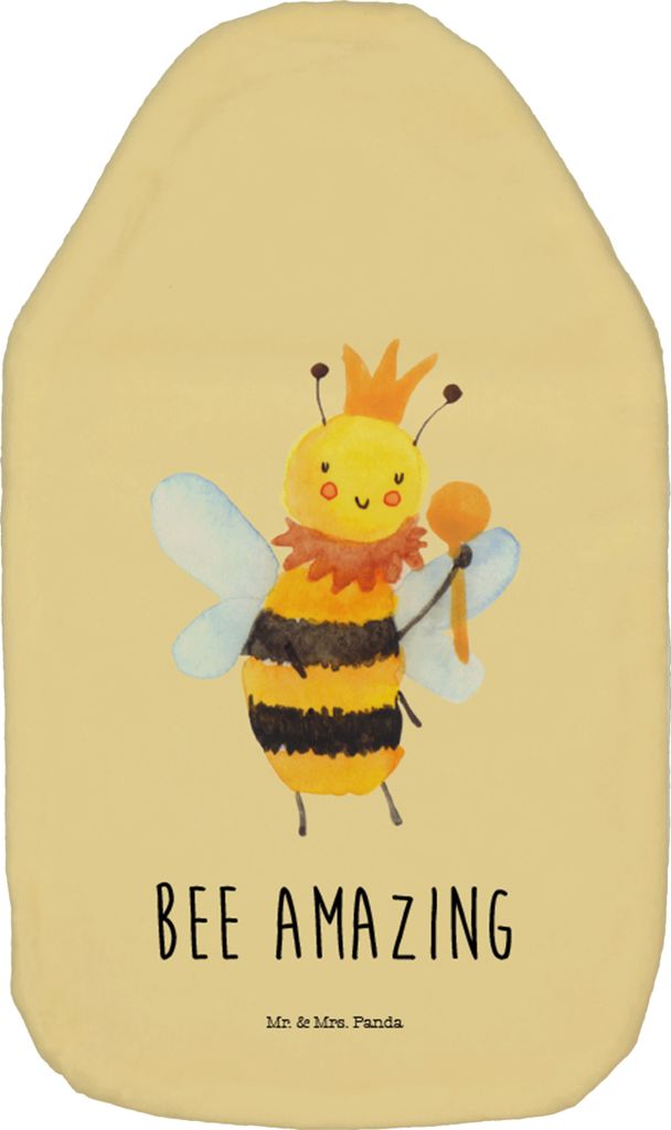 Mr. & Mrs. Panda Wärmekissen Biene König - Gelb Pastell - Geschenk, Bettflaschen, Hummel, Flauschige Wärmflasche, mit Bezug, Bettflasche