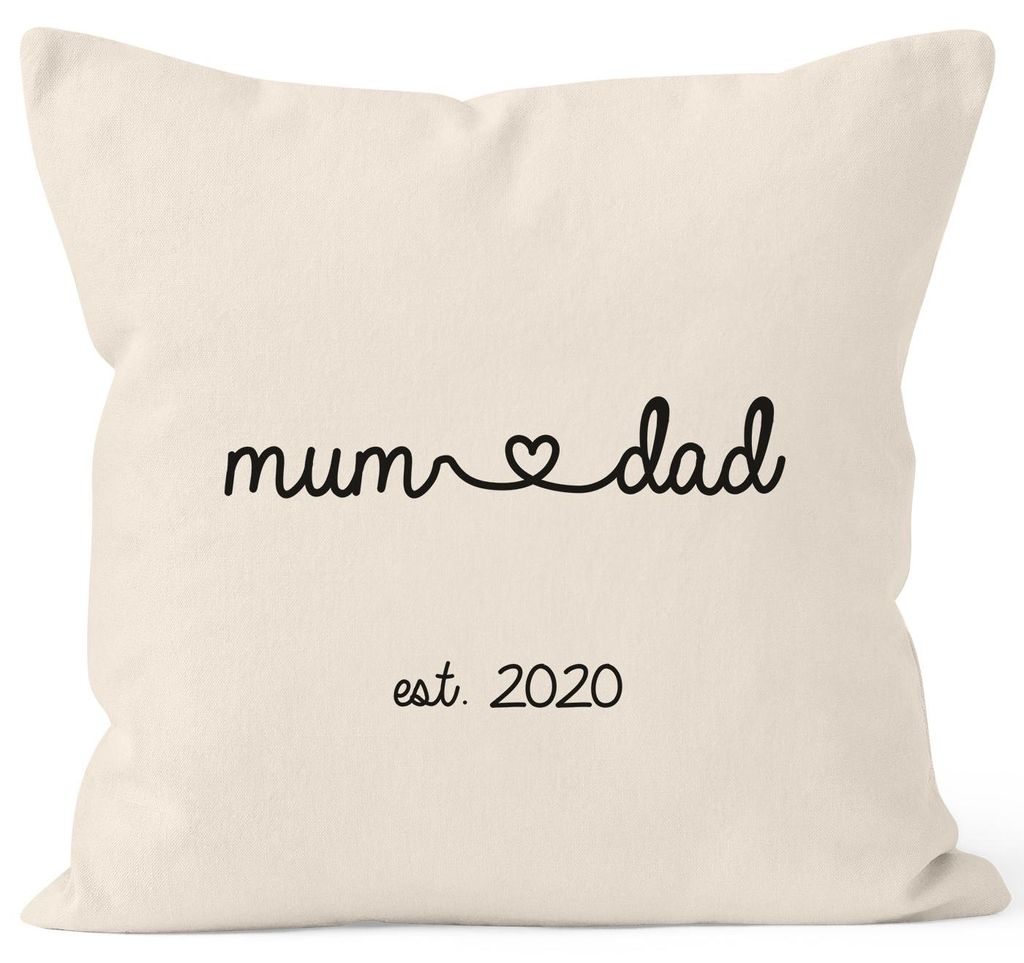 Kissen-Bezug Aufdruck Mama Papa Mum Dad Geschenk Eltern Produktbild 