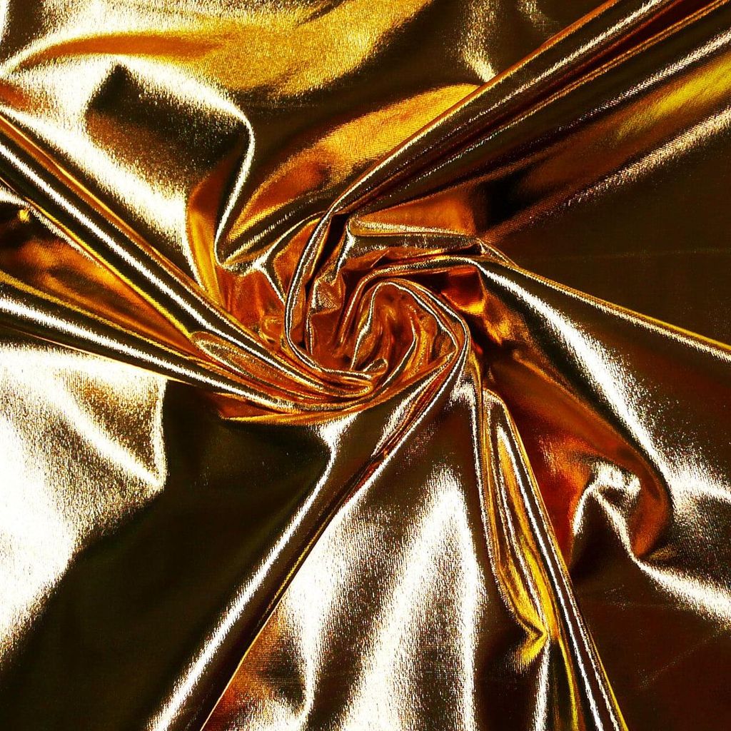 Metallic-Stoff Meterware Foliendruck mit Stretch gold 1,5m