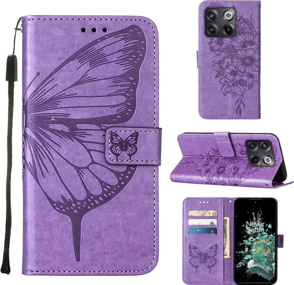 OnePlus 10T 5G Cover Viaggio Viola | Custodia Libretto Anti-Graffio