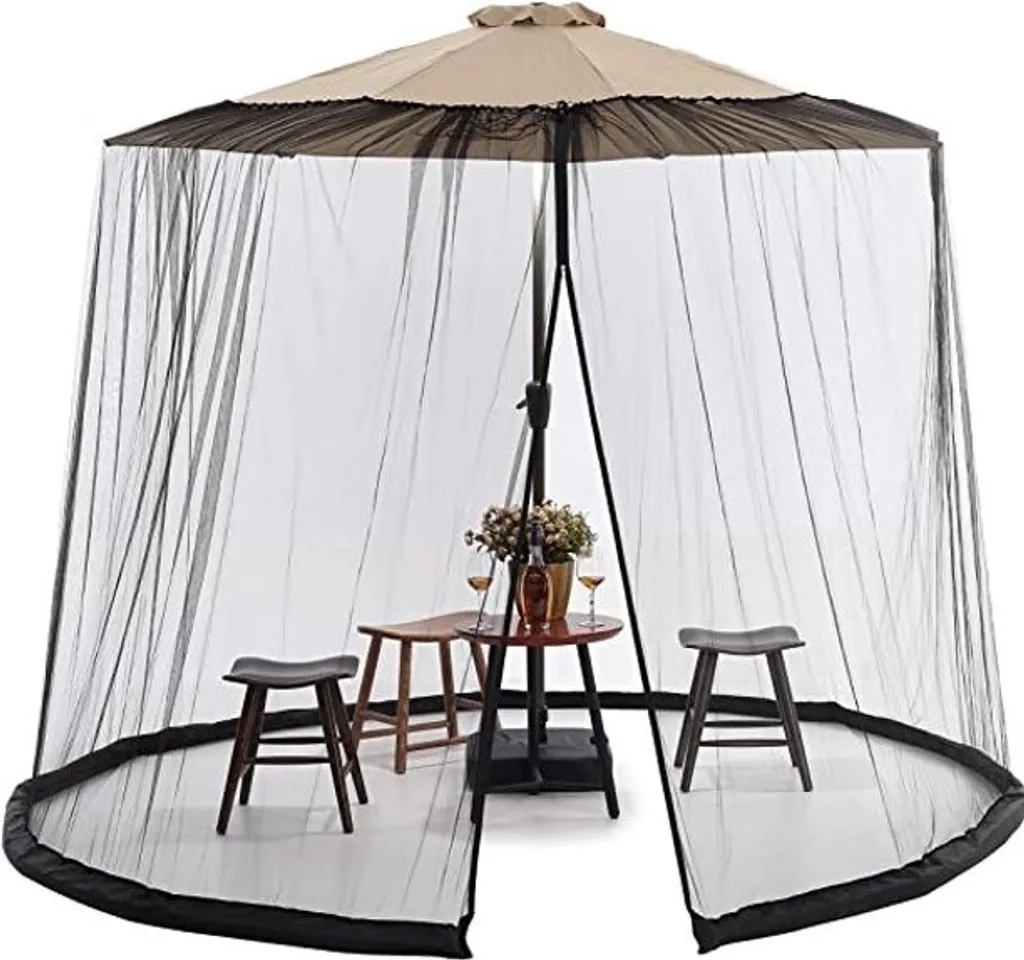 Moustiquaire ajustable en maille polyester pour parasol de jardin 300cm