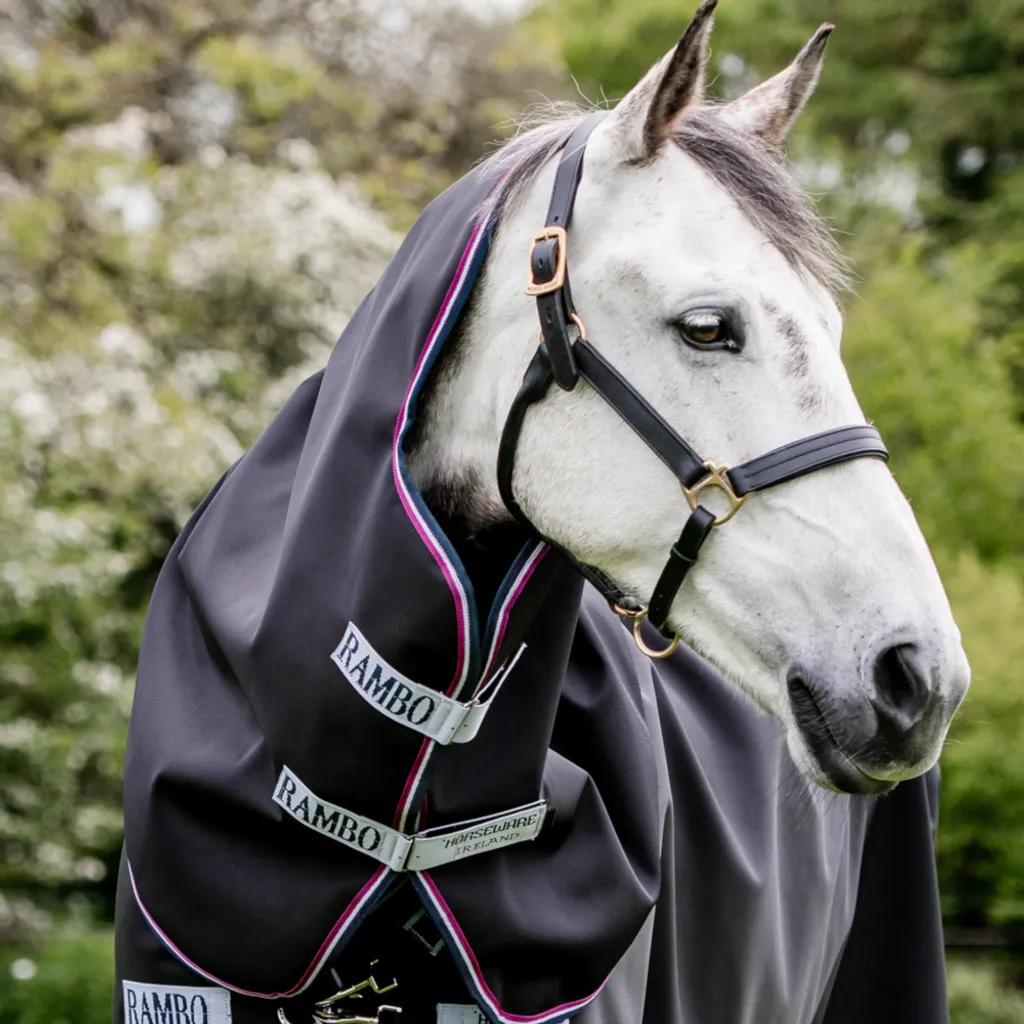 Rambo Supreme Hood 0g Navy/Burgundy - Protezione Collo Cavallo Horseware