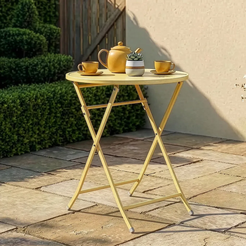 Table pliante jaune Sande acier : gagnez de la place sur votre balcon