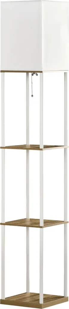 Lampadaire gain de place avec 3 étagères et douille E27 blanc 40W
