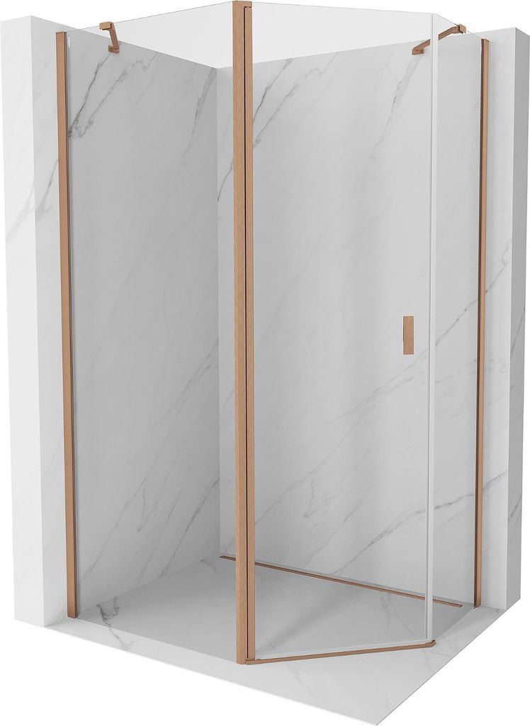 Mexen Mist asymmetrische Fünfeck-Duschkabine 90 x 80 cm, transparent, gebürstetes Kupfer - 8A8-090-080-65-00