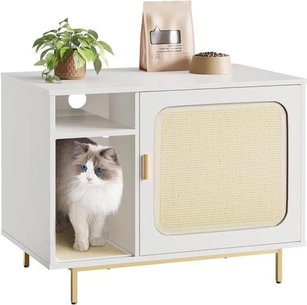Petite table d'appoint de jardin Crabe 80 cm blanc et or pour terrasse