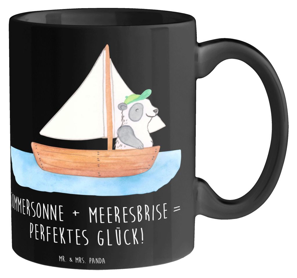 Mr. & Mrs. Panda Tasse Sommer Meer Glück - Schwarz - Geschenk, Strandurlaub, Küstenurlaub, Becher, Natur, Teetasse, Kaffeetasse, Motive, Pott, Ur...
