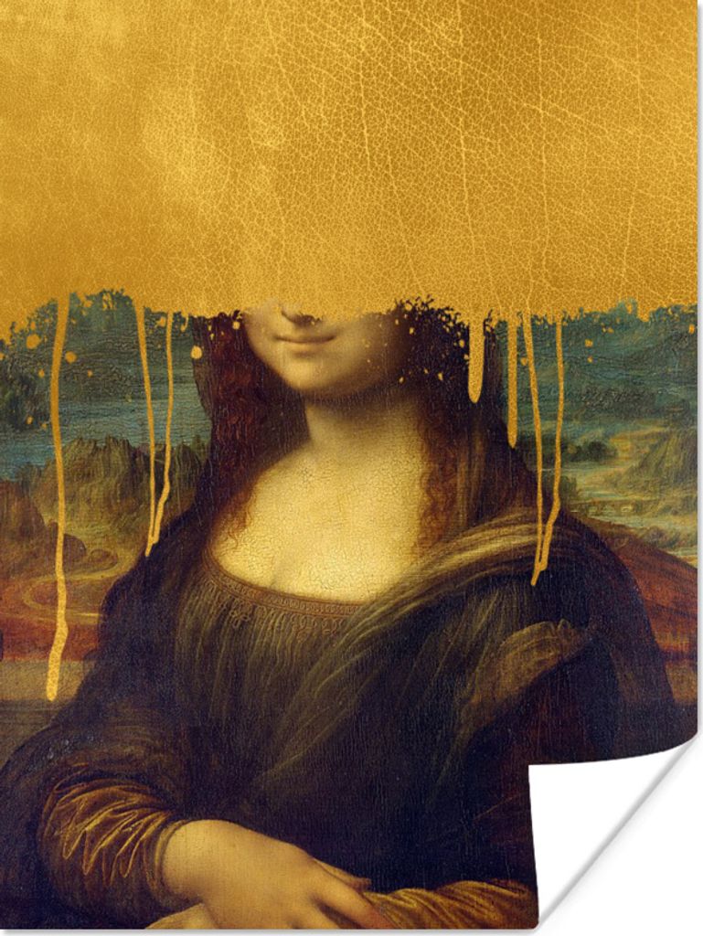 MuchoWow Poster Mona Lisa - Gold - Da Vinci 120x160 cm - Wandbilder