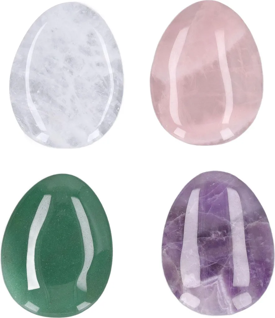 4 pietre anti-stress, rosa, viola, verde, bianco, materiale naturale, alleviano l'ansia, pollice per massaggio a pressione
