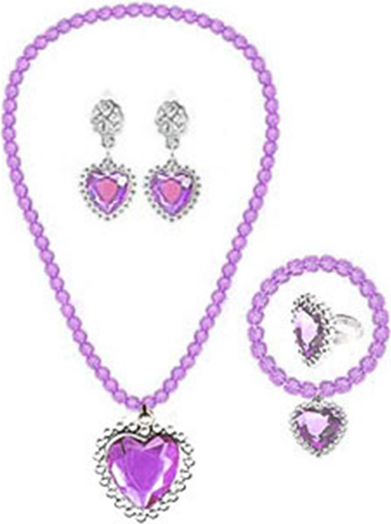Set Mädchen Halskette Spielzeug Farbige Perlen Elegante Pretend Play Strass Liebe Herz Armband Ohrring Ring Kit Prinzessin Schmuck