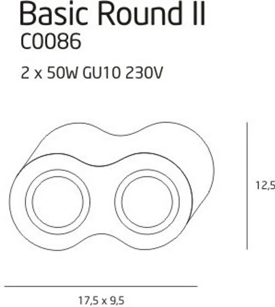 Plafonnier double spot noir en métal BASIC ROUND pour ampoules GU10 - 2