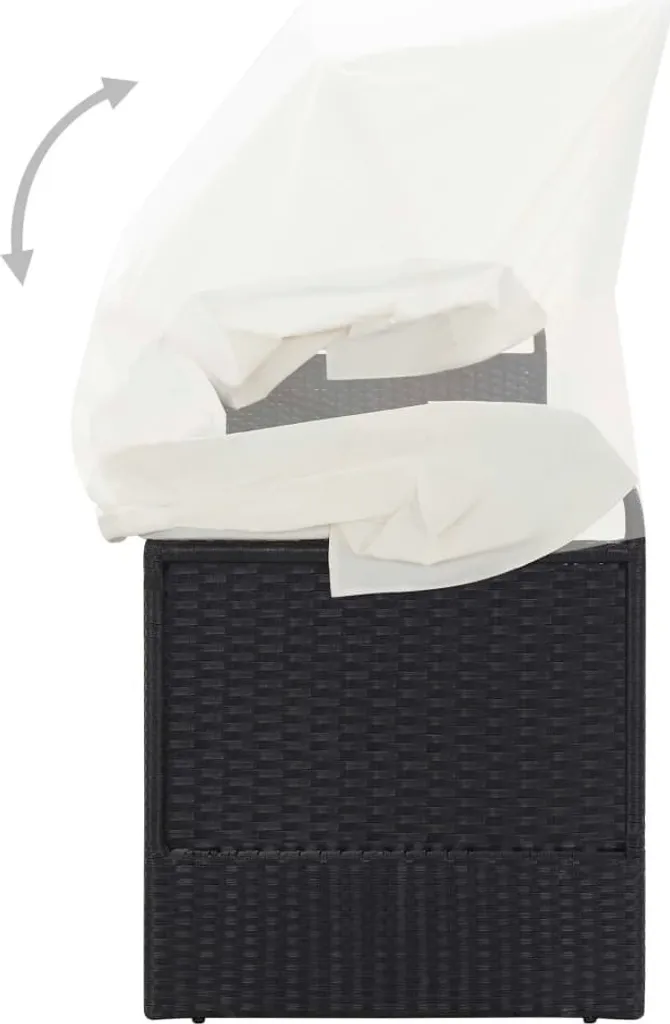 Bain de soleil avec auvent rétractable en rotin synthétique noir vidaXL
