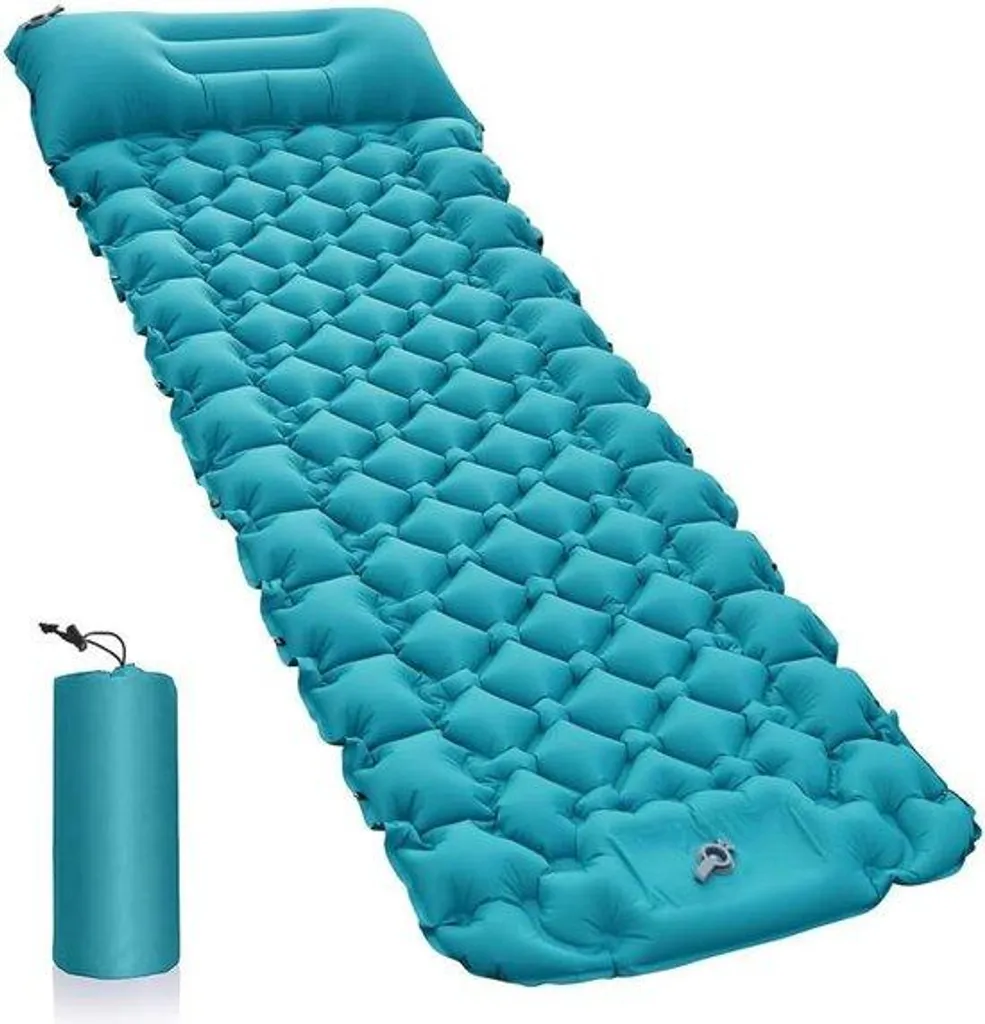 Tapis de sol auto-gonflant 9 cm bleu imperméable et ultra léger bivouac