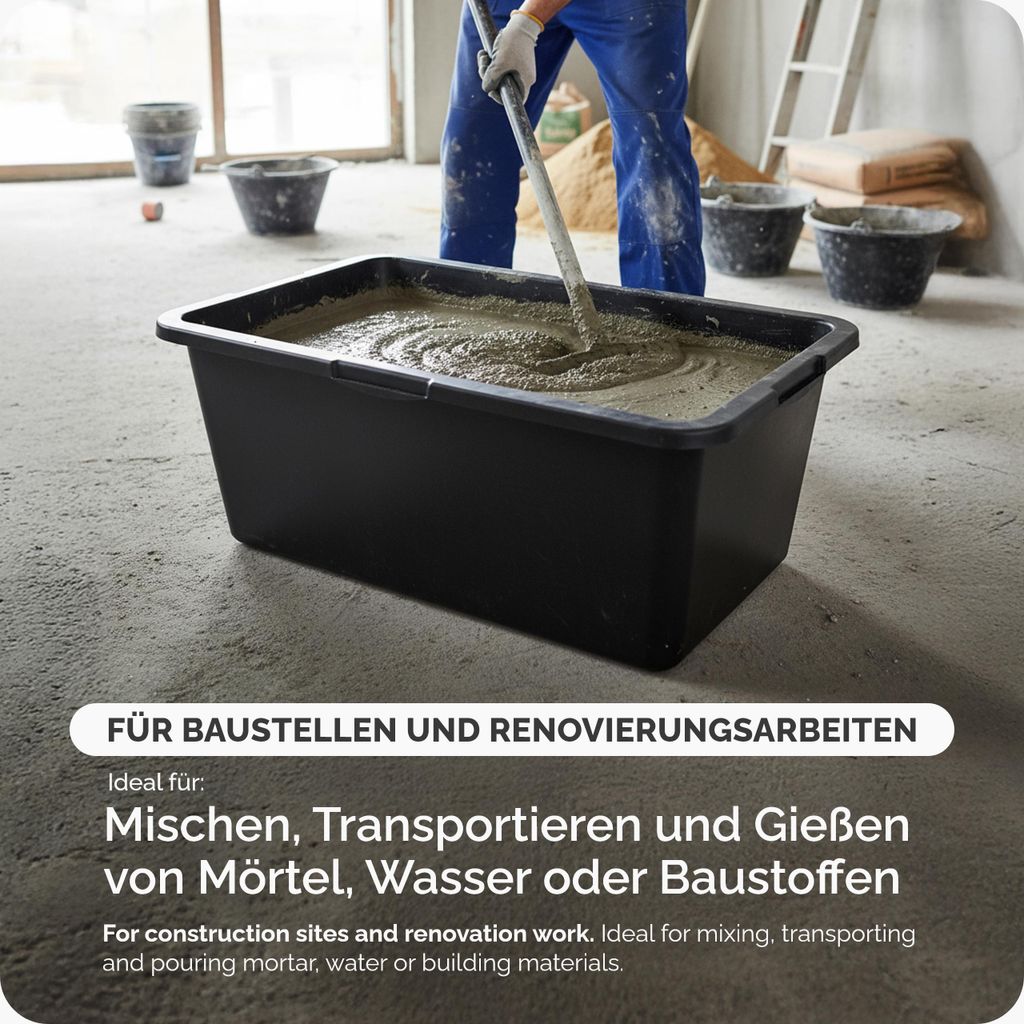 Garronda Mörtelwanne 5 Pack 80 L Rechteckig Mörtelkübel