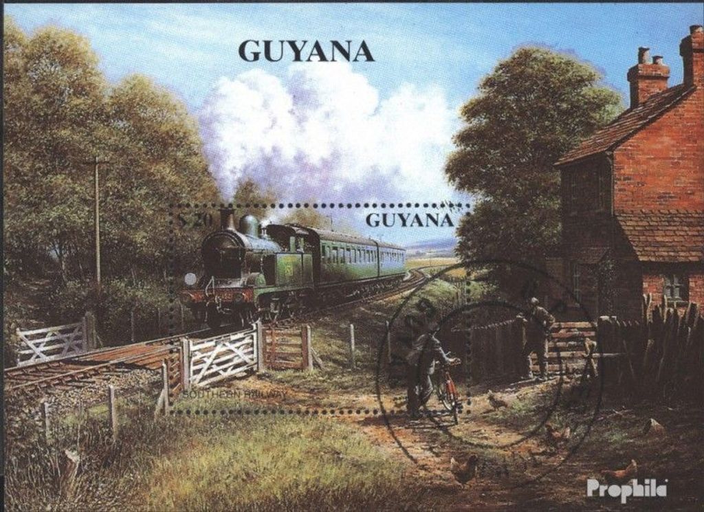 Briefmarken Guyana 1990 Mi Block93 (kompl.Ausg.) gestempelt Dampflokomotiven