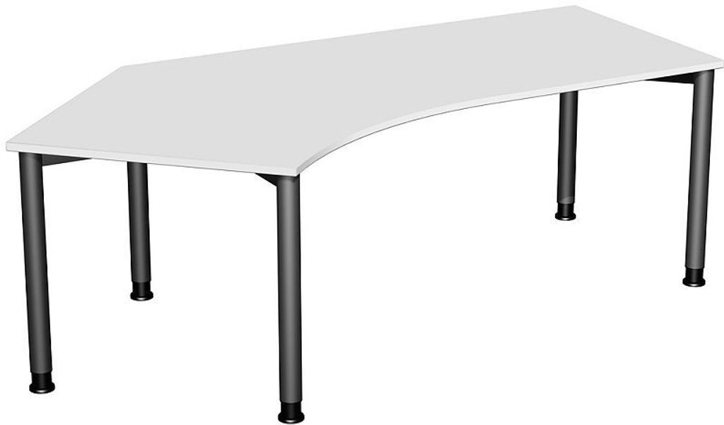 Geramöbel Schreibtisch 135° links höhenverstellbar, 2166x1130x680-800, Ahorn/Silber, S-555315-AS
