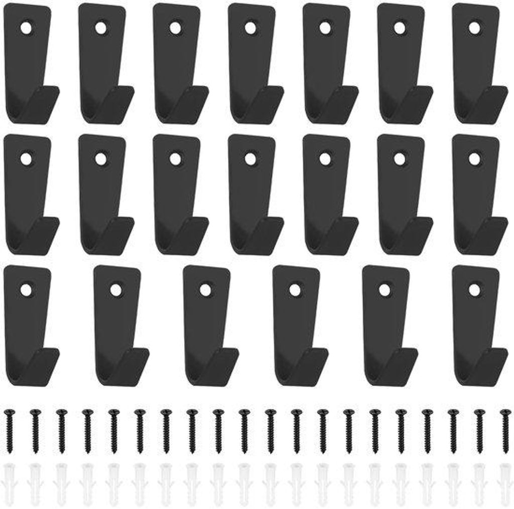 Schwarze Metallhaken 20er Pack für Wand und Kleidung