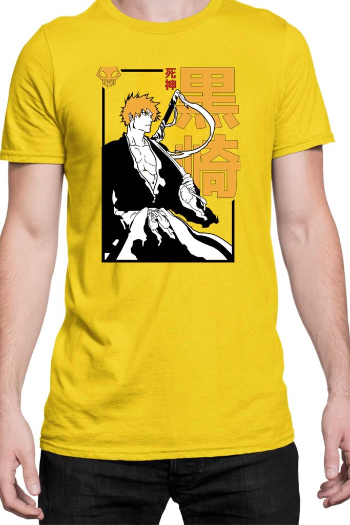 Herren T-Shirt Manga Japan Anime Comics Animation Bleach 005, Man L / Gelb