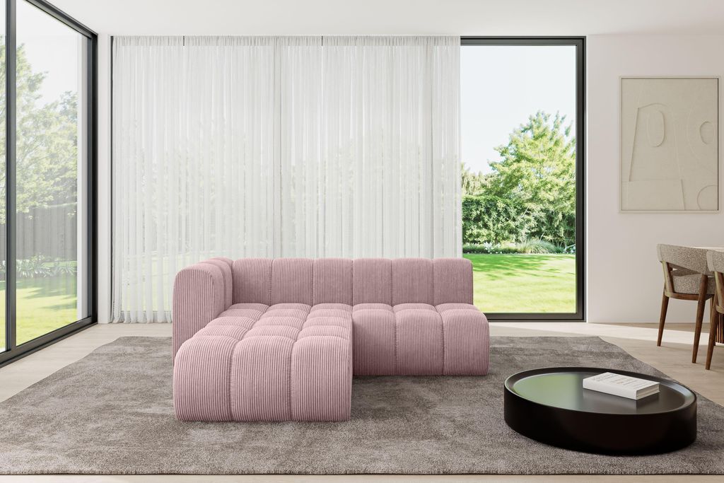 ALTDECOR Modulares Sofa Ecksofa in L-Form - Darnel-L1 - 205x177x70 cm Rosa - Corner modular Sofa Eckcouch Couch Wohnlandschaft Cauchsofa Bodensofa ...